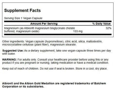 Close-up of bottle showing 90 capsules in Swanson magnesium glycinate (3 pack)