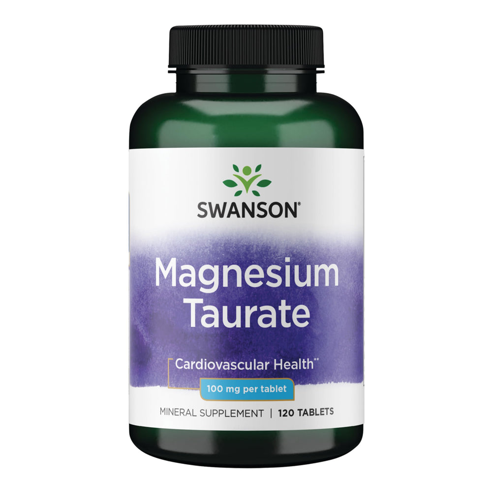 Swanson Magnesium Taurate tablets close-up for daily muscle support