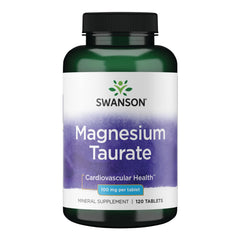 Swanson Magnesium Taurate tablets close-up for daily muscle support