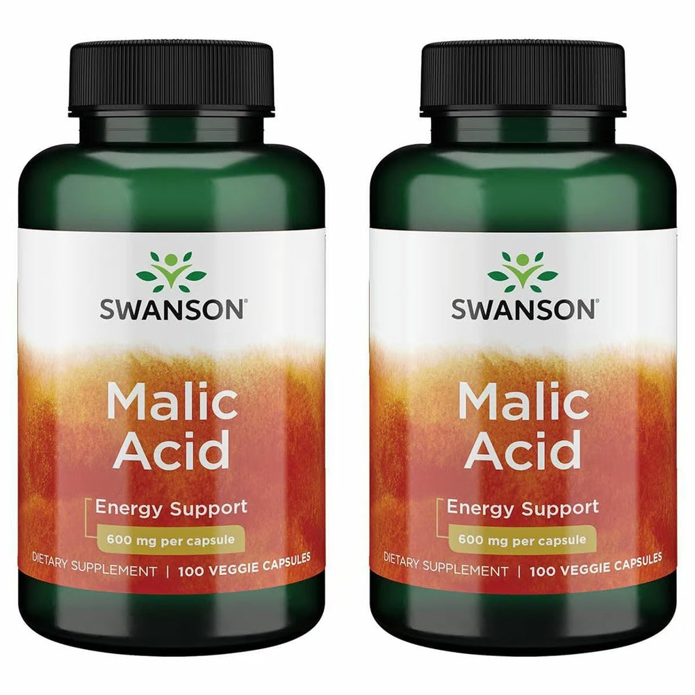 Front view of Swanson Malic Acid 2-pack bottles