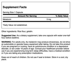 Swanson Melatonin 3 mg 60 capsules packshot