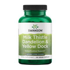 Bottle of Swanson Milk Thistle, Dandelion & Yellow Dock capsules, 120 capsules