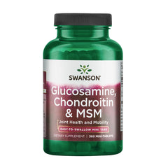 Bottle front label of Swanson Mini-Tabs Glucosamine Chondroitin MSM
