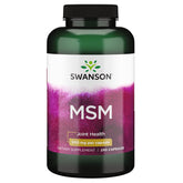 Product image: Swanson MSM 500 mg 250 capsules – bottle and capsules