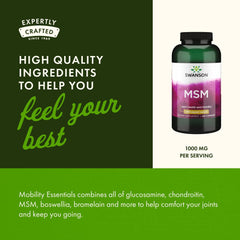 Product shot of Swanson MSM bottle label