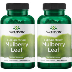 Swanson Mulberry Leaf Full Spectrum Herbal Supplement 500 mg, 120 capsules, 2-pack