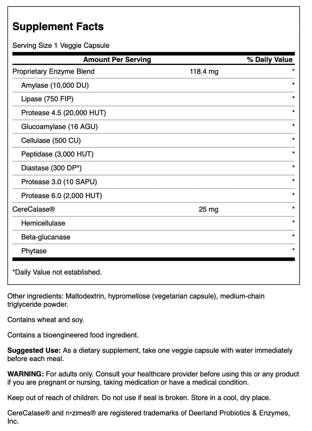 Front packaging and label of Swanson Full Spectrum N-Zymes 90 Veg Capsules