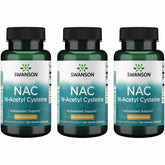 Front view of Swanson NAC 600 mg 100 capsules 3-pack bottle