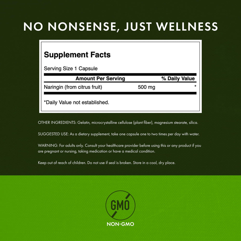 Front view of Swanson Naringin 500 mg bottle