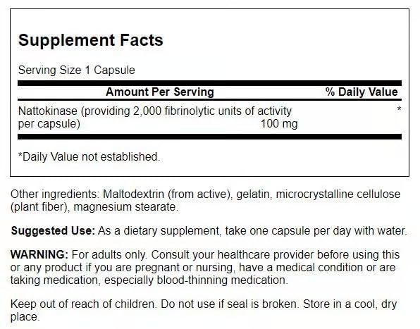 Swanson Nattokinase 4-pack back panel