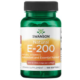 Swanson Natural Vitamin E 100 softgels bottle - 200IU each for heart health and tissue protection