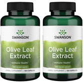Swanson Olive Leaf Extract capsules front view with 2 bottles