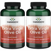 Two-pack Swanson Extra Virgin Olive Oil Softgels bottle front view