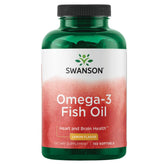 Swanson Omega-3 fish oil bottle with lemon flavor supports heart and brain health