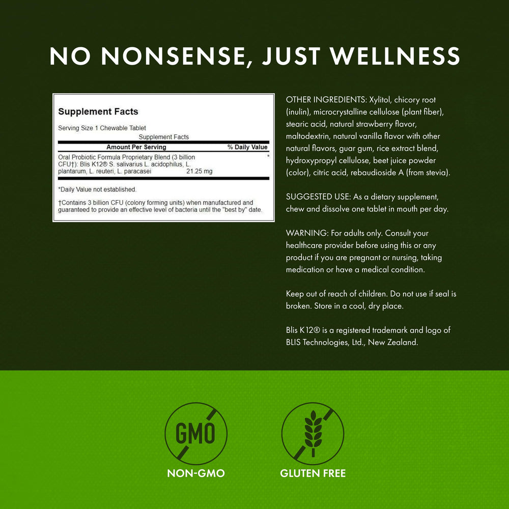 BLIS K12 probiotic strain label