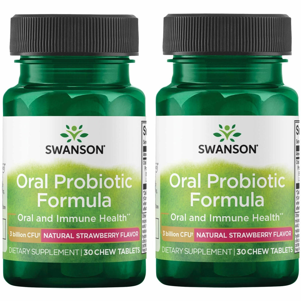 Front view of Swanson Oral Probiotic Formula 30 chewables 2-pack