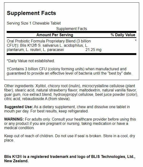 Probiotic tablets with natural strawberry flavor