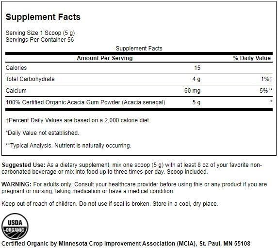 Swanson Organic Acacia Fiber Powder packaging and label