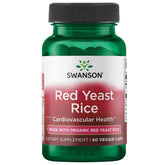 Bottle of Swanson Organic Traditional Red Yeast Rice 600 Milligrams 60 vegan capsules