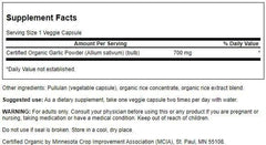 Swanson Organic Whole Garlic 700 mg capsules in bottle