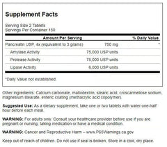 Swanson Pancreatin 4X enzyme product label close-up