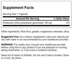 Close-up of Swanson Potassium Gluconate label