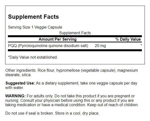 PQQ Pyrroloquinoline Quinone supplement capsules close-up