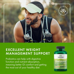 Graphic highlighting gut health benefits of prebiotic capsules