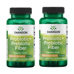 Swanson Prebiotic + Probiotic Fiber bottle label – 60 capsules, 2 pack