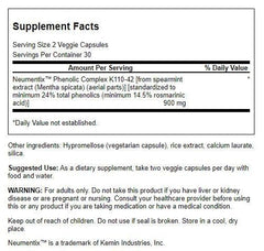 Close-up of Swanson Nootropic Brain Food Neumentix 450 mg label with 60 vegan capsules