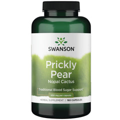 Bottle of Swanson Prickly Pear Cactus Opuntia 650 mg 180 capsules