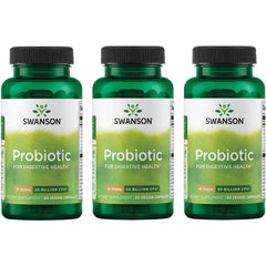 Swanson Probiotic for Digestive Health – 60 Veggie Caps, 20 Billion CFU, 16 Probiotic Strains with Prebiotic FOS (3-Pack)