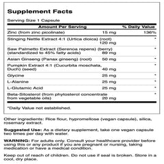 Close-up of zinc and saw palmetto ingredients