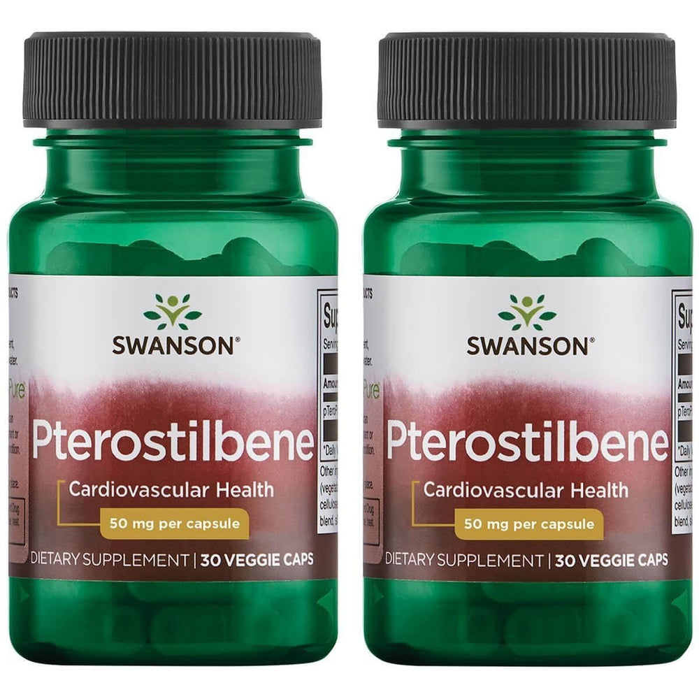 Swanson Pterostilbene 50 mg 30 Veg Caps (2 Pack) Bottle