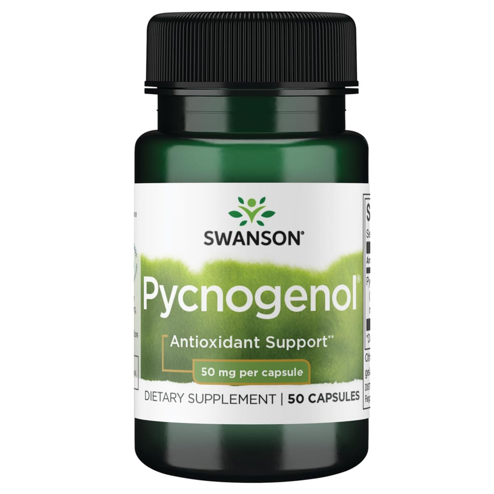 Swanson Pycnogenol 50 mg bottle and capsules