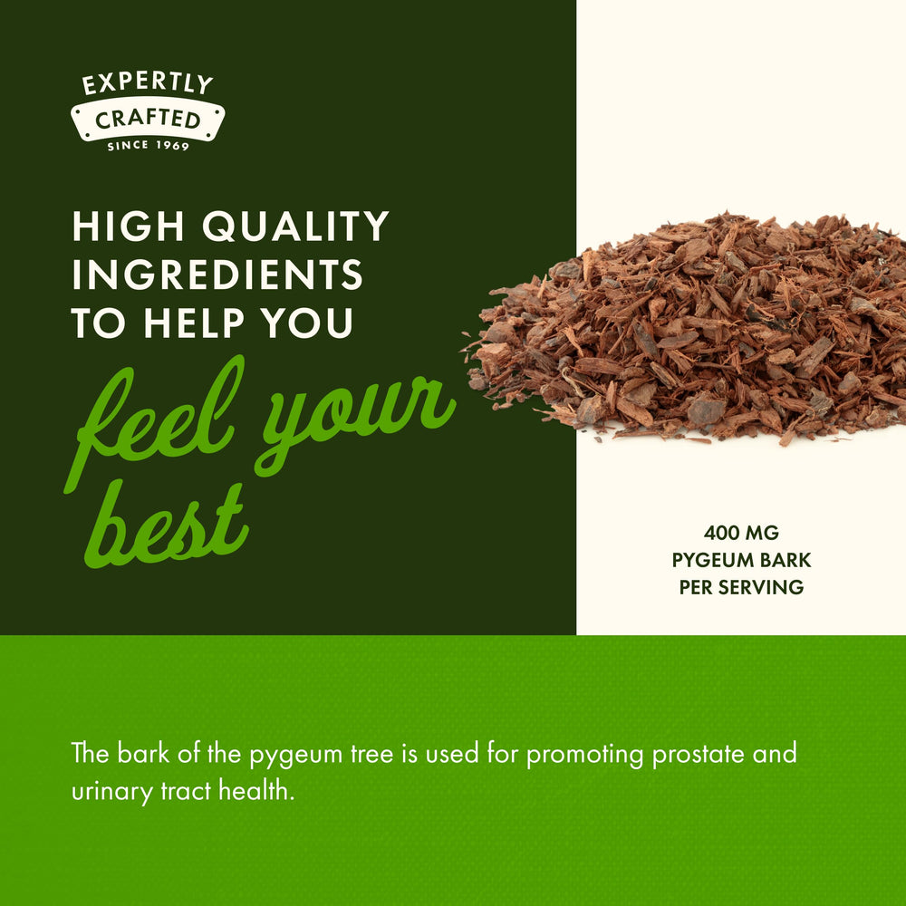 Close-up of Pygeum capsules in bottle