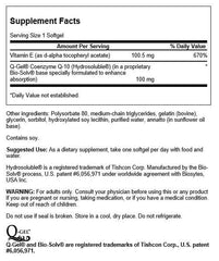 Close-up of Swanson Q-Gel Mega 100 softgels (CoQ10)