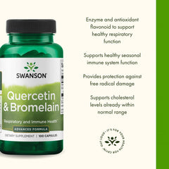 Close-up of Swanson Quercetin & Bromelain capsules in bottle