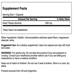Close-up of Swanson Raw Heart Glandular capsules