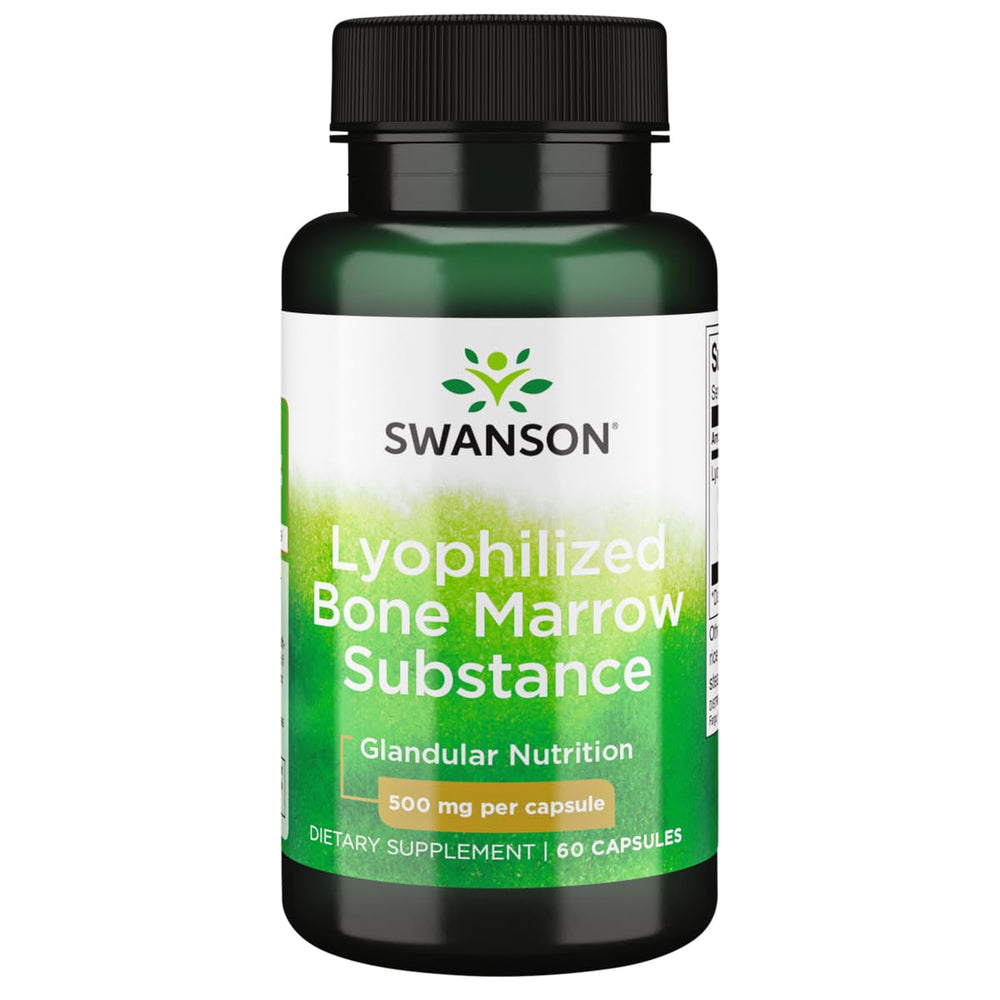Bottle of Swanson Raw Lyophilized Bone Marrow Substance with label