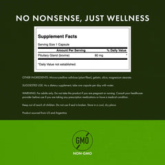 Product label close-up showing Swanson Raw Pituitary Glandular