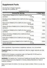 Close-up of Swanson Real Food Vitamin B-Complex 60 Veg Capsules label