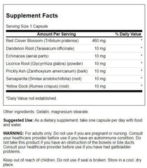 Close-up of Red Clover Combination 100 Capsules capsules in bottle with label visible