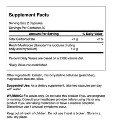 Close-up of Swanson Reishi 600 mg capsules