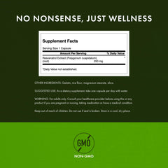 Ingredients panel for Swanson Resveratrol 250 mg
