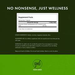 Label detail showing standardized 6% rosmarinic acid