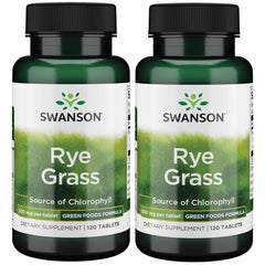 Swanson Rye Grass 500 mg 120 Tabs (2 Pack) bottle and label