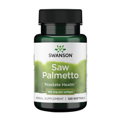 Front view of Swanson Saw Palmetto 160 mg bottle with 120 SGels