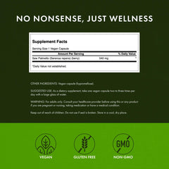 Saw Palmetto product label