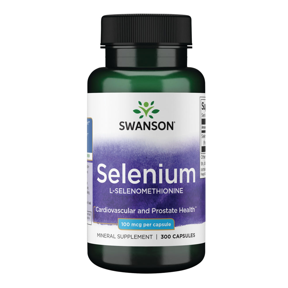 Front view of Swanson Selenium 300-capsule bottle
